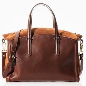 Massimo Dutti Soft Nappa Suede Leather Satchel Bag